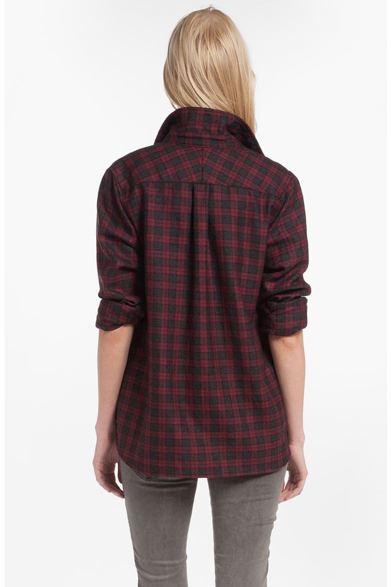 'Danette' Leather Pocket Plaid Shirt, Alternate, color, ROUGE