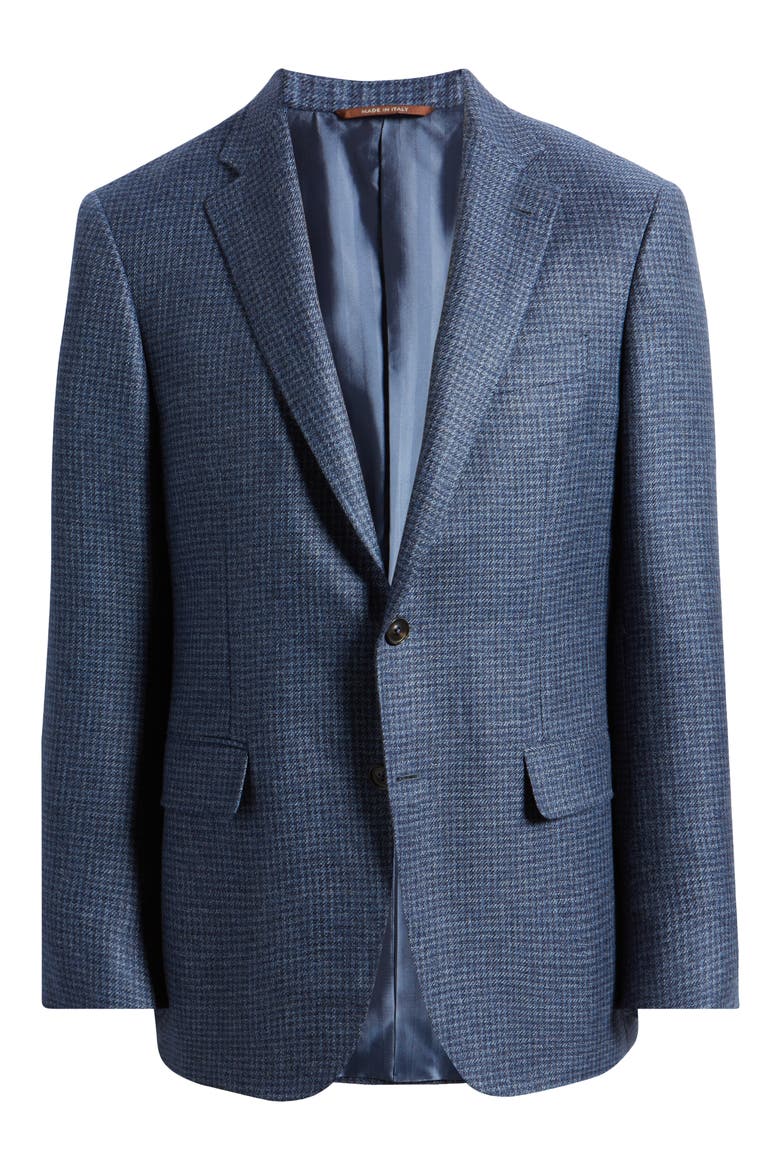 Kei Trim Fit Houndstooth Check Cashmere Sport Coat, Main, color, BLUE