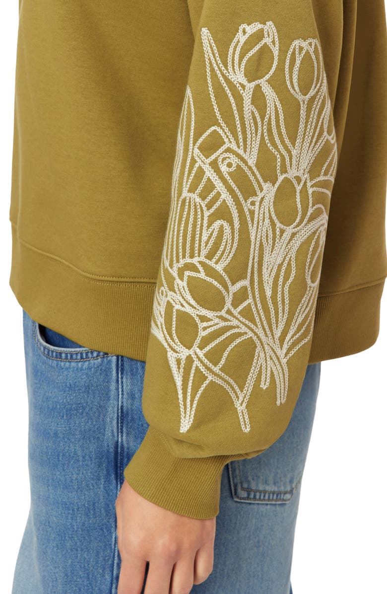 Scotch & Soda Embroidered Sweatshirt, Alternate, color, Green Moss