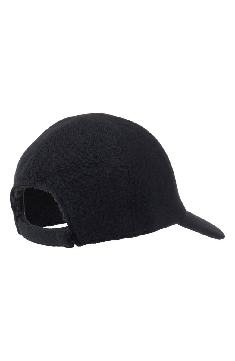 Amicale Wool & Cashmere Faux Shearling Lined Knit Baseball Cap, Alternate, color, Black
