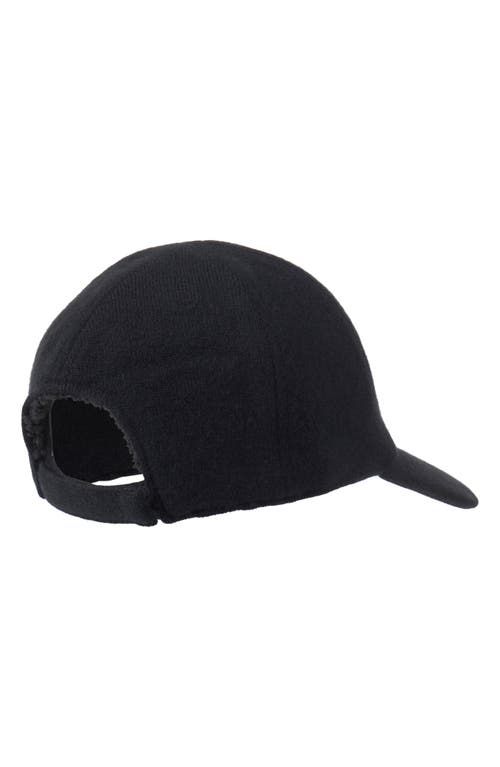 Amicale Wool & Cashmere Faux Shearling Lined Knit Baseball Cap In Black
