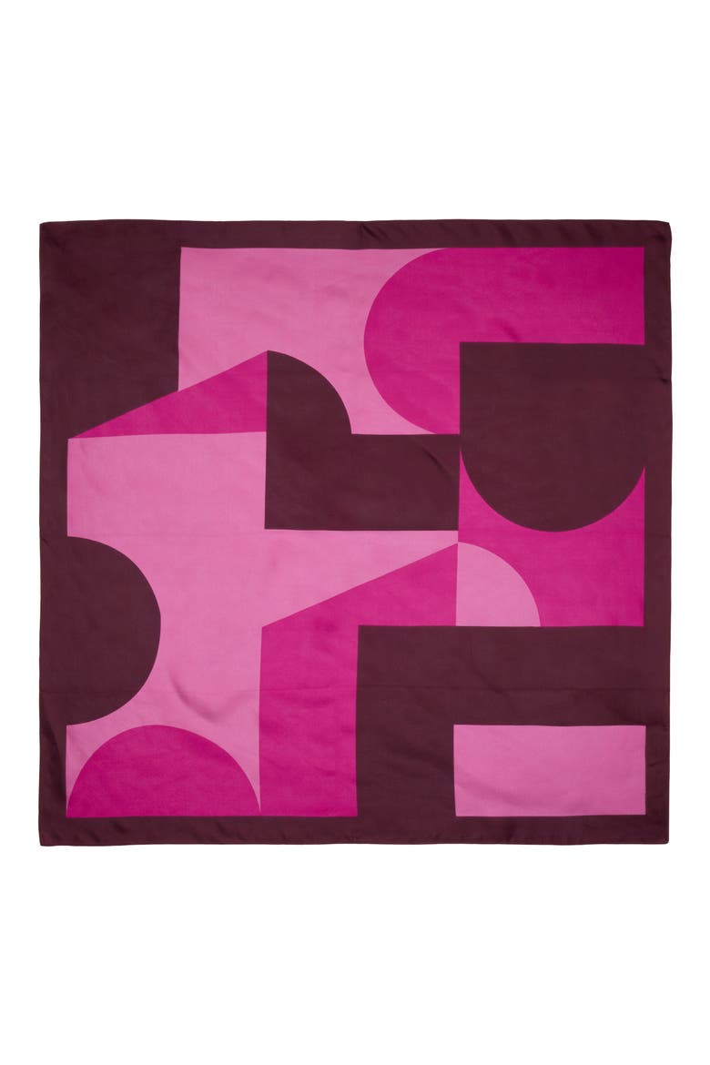 Printed Square Silk Scarf, Alternate, color, FUCHSIA ABSTRACT SHAPES