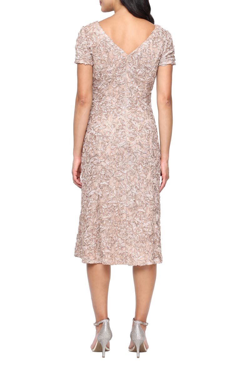 Sequin Soutache Lace Cocktail Midi Dress, Alternate, color, CHAMPAGNE