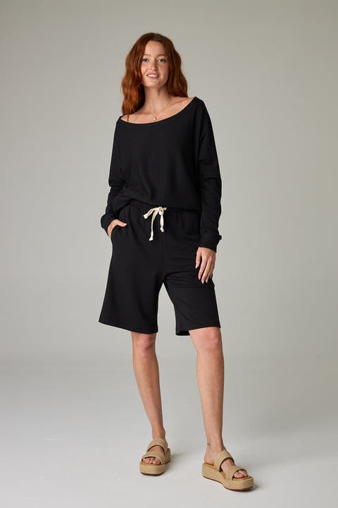 Baikal Eco-Luxe Fleece Off-Shoulder Crop Top - Cloud-Soft Comfort