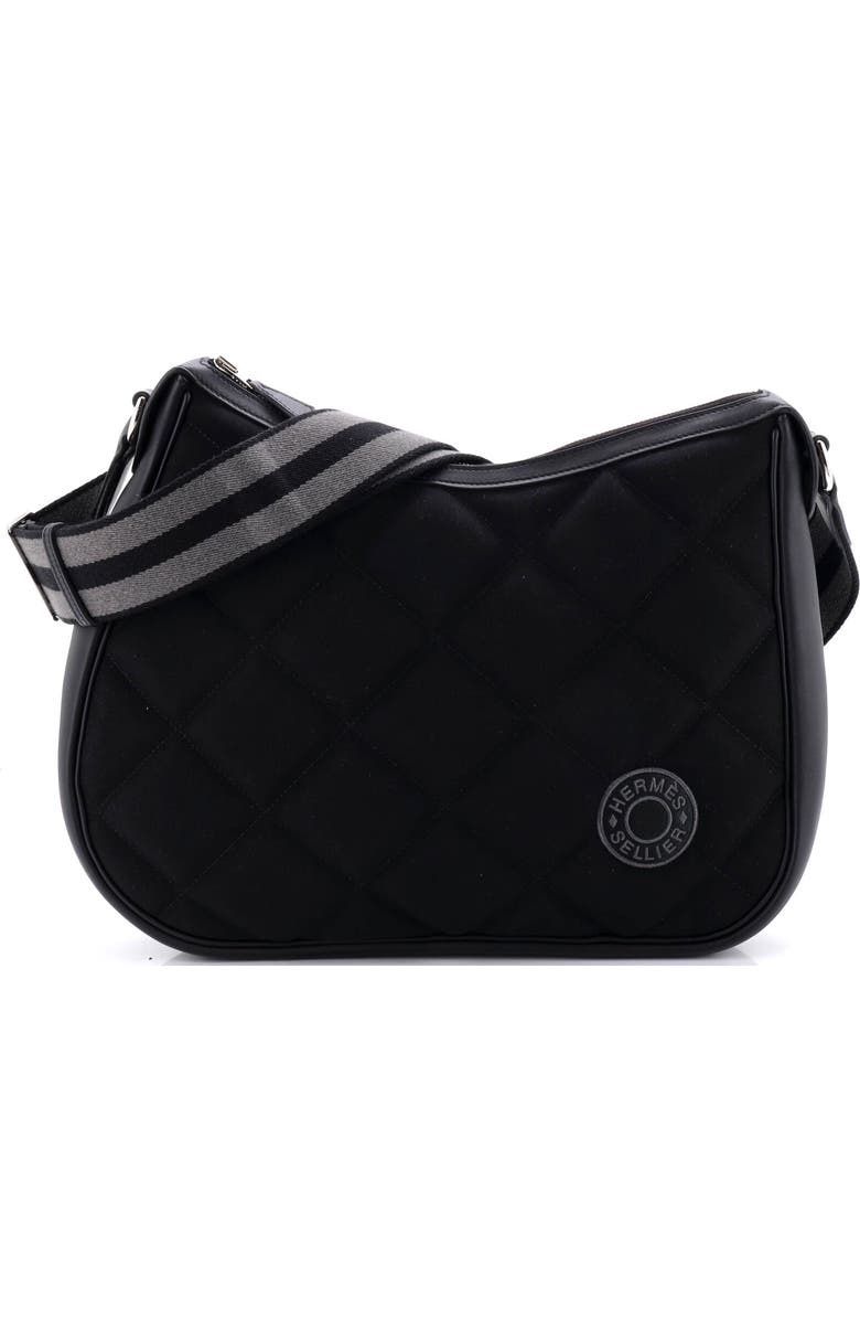 Pre-Owned Hermes Horseback Shoulder Bag Woolycot Canvas and Leather, Main, color, Noir