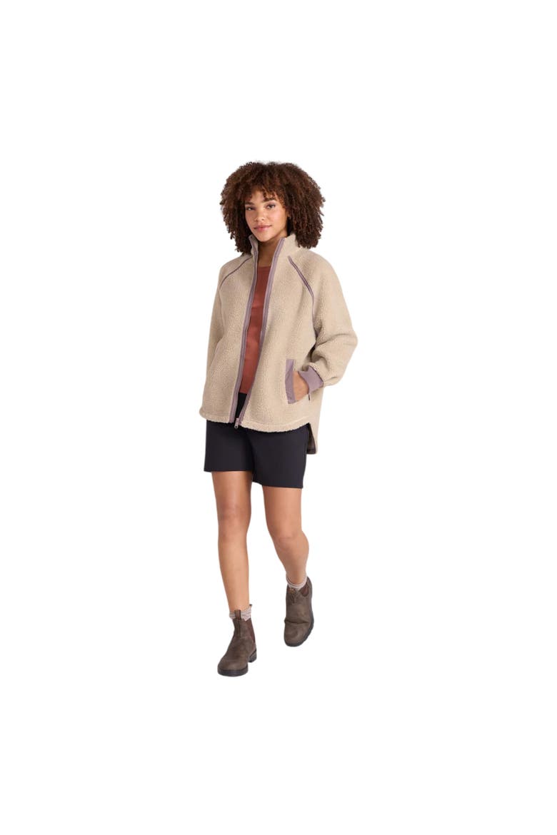 Bonnie Borg Trim Fleece Jacket, Alternate, color, Dark Beige
