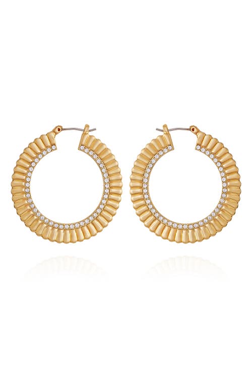 Vince Camuto Crystal Textured Hoop Earrings In Gold