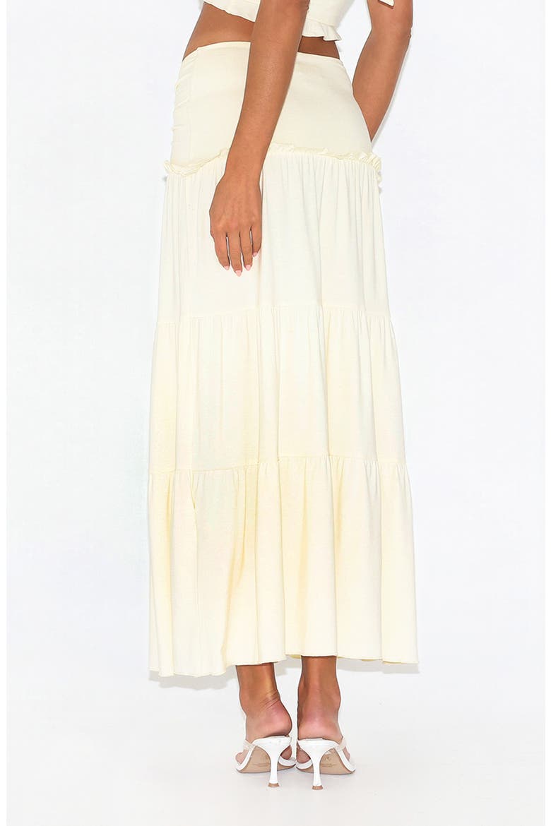 Katya Knot Low Rise Tiered Maxi Skirt, Alternate, color, WHITE