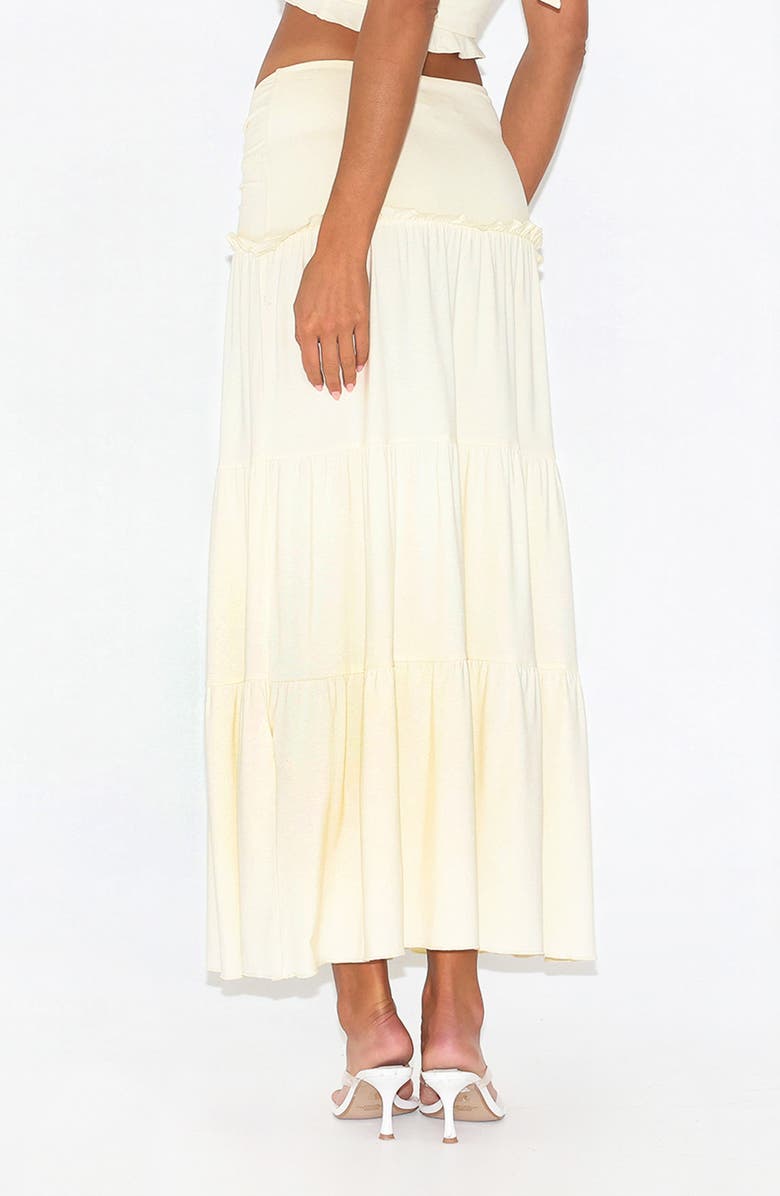 Tiger Mist Katya Knot Low Rise Tiered Maxi Skirt, Alternate, color, White