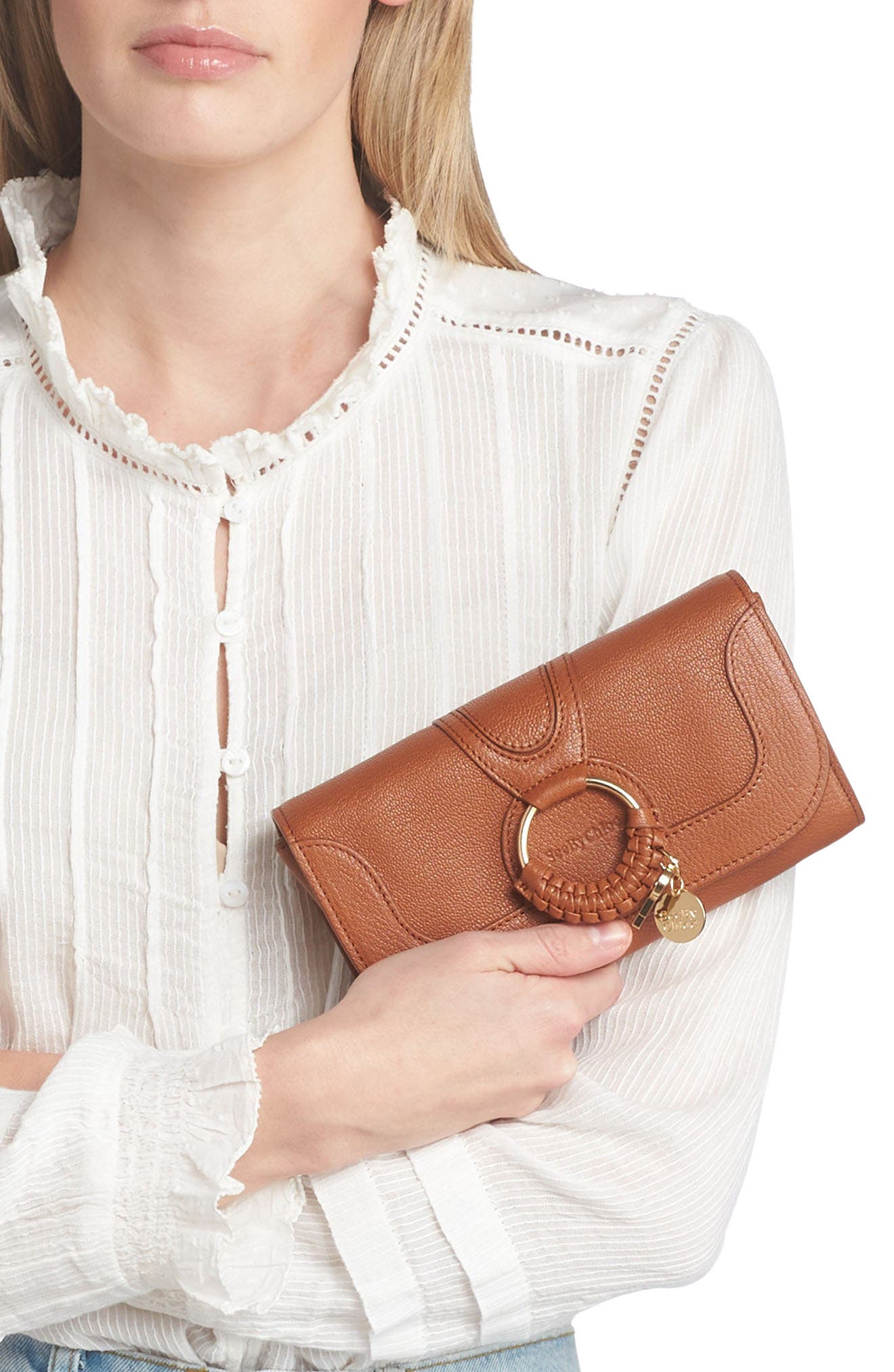 See by Chloé Hana Large Leather Wallet on a Chain, Alternate, color, 