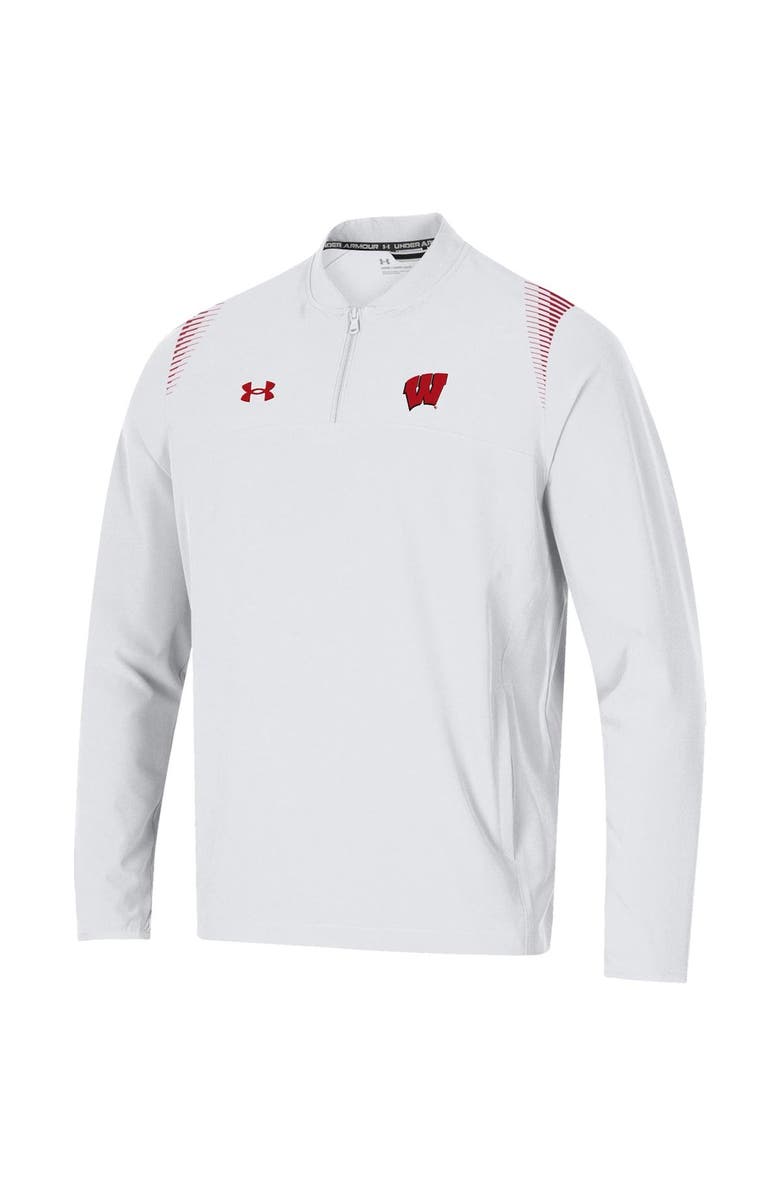 Under Armour Men's Under Armour White Wisconsin Badgers 2021 Sideline Motivate Quarter-Zip Jacket, Alternate, color, White