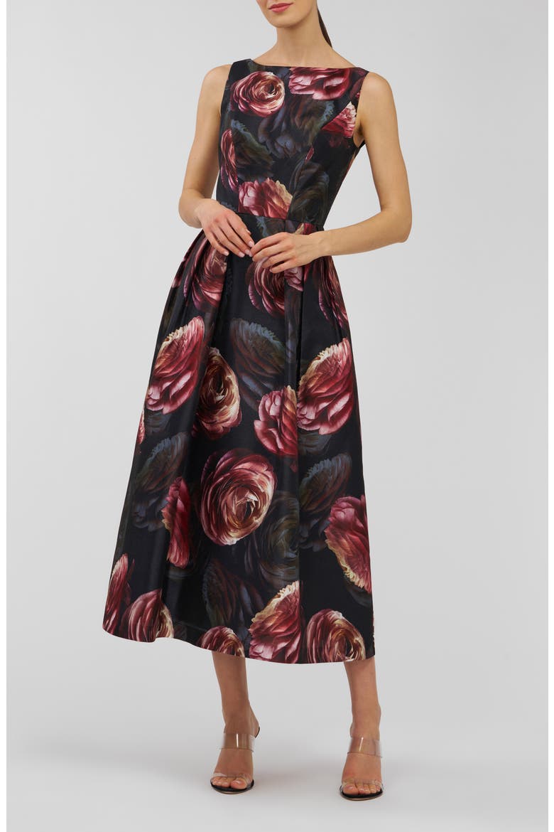 Elsa Jacquard Fit & Flare Dress, Main, color, PRIMROSE/ ONYX