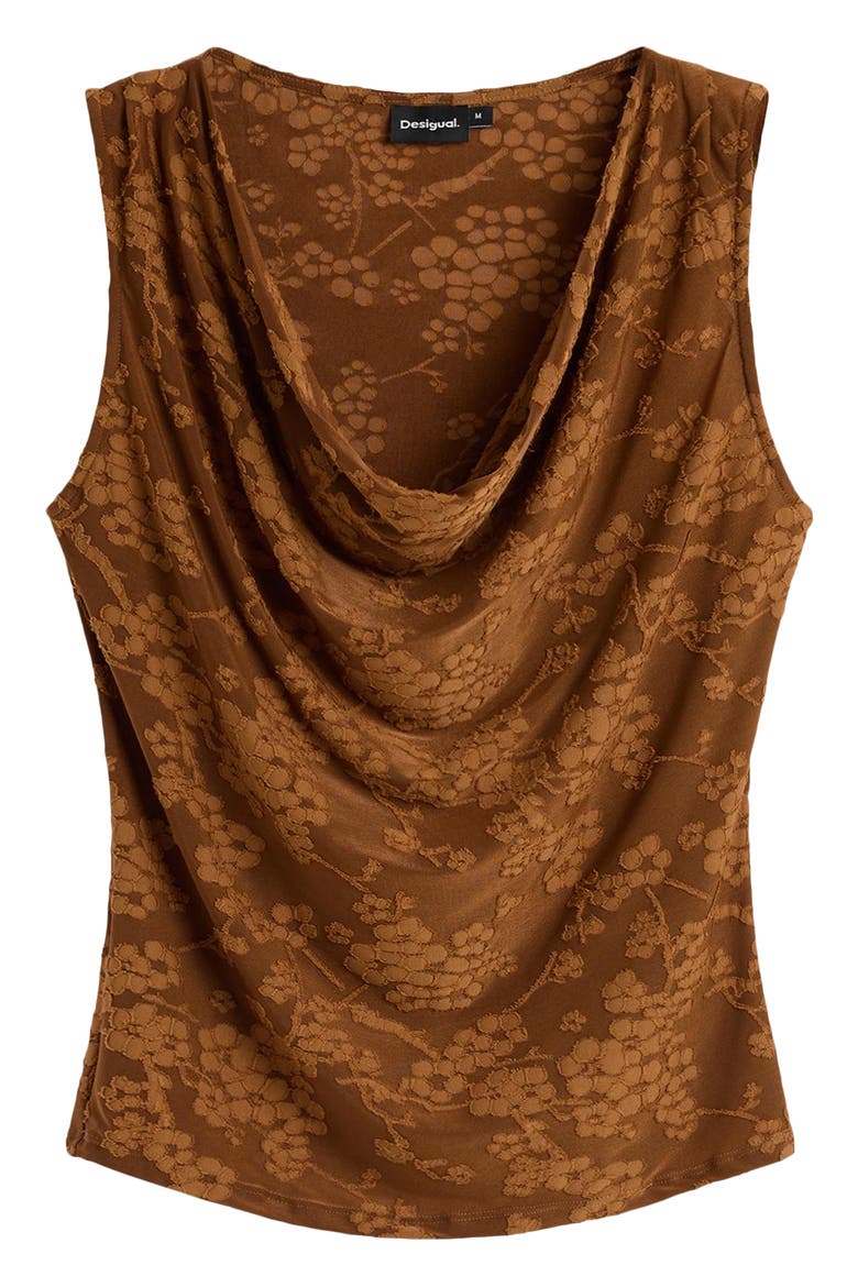 Cowl Neck Sleeveless Top, Alternate, color, BROWN