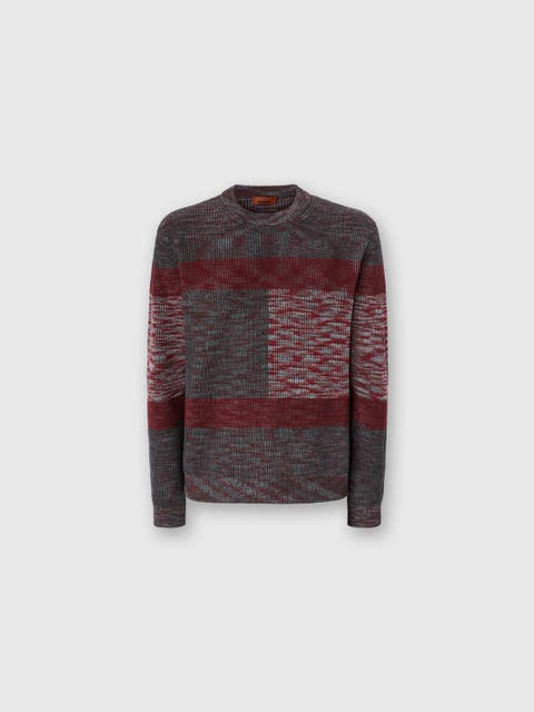 Crew Neck Sweater With Check Pattern