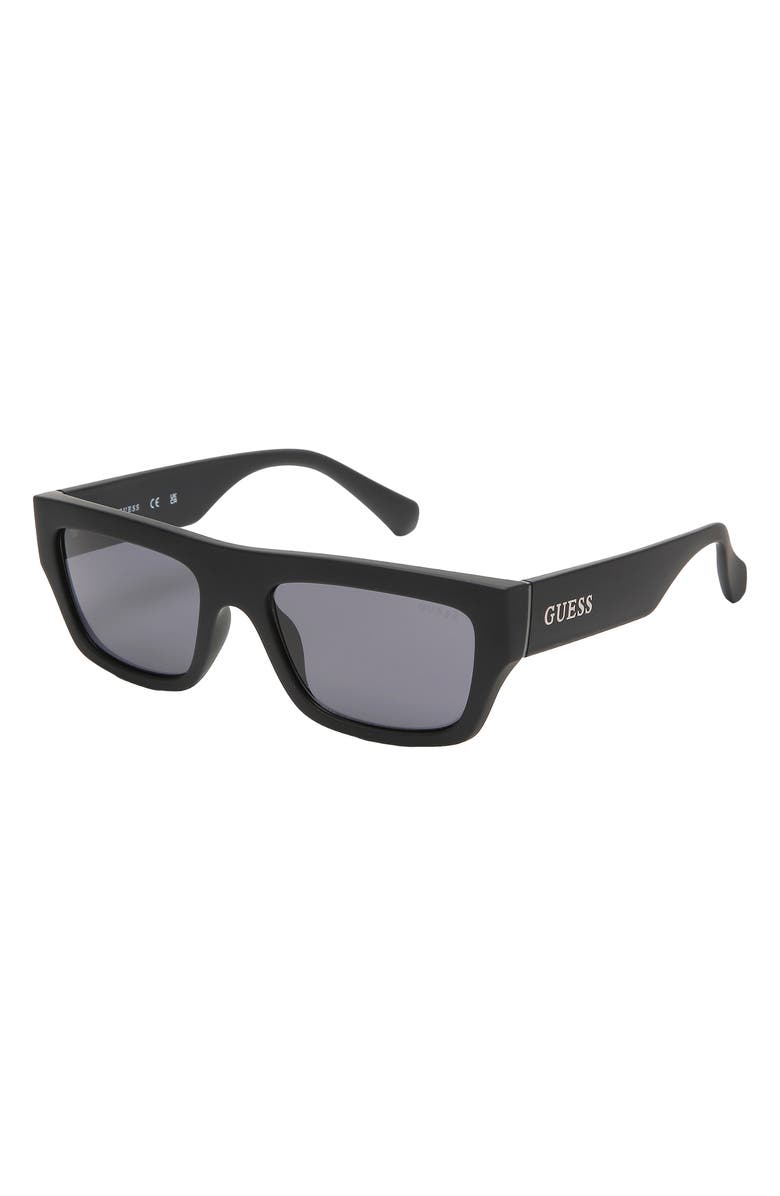 GUESS 55mm Square Sunglasses, Alternate, color, Matte Black / Smoke