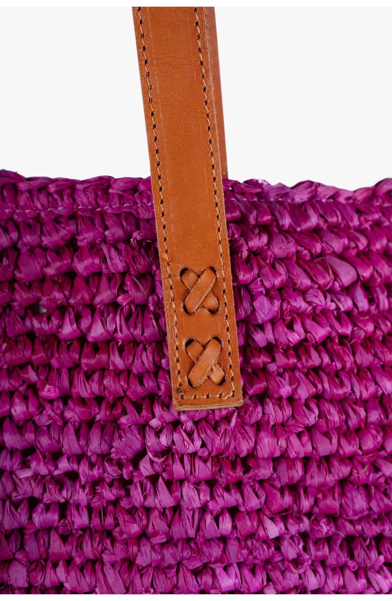 Hamptons Raffia Tote, Alternate, color, FUCHSIA