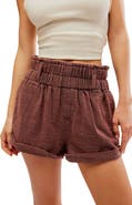 Free People Solor Baja Paperbag Waist Flare Cotton Shorts