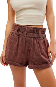 Free People Solor Baja Paperbag Waist Flare Cotton Shorts