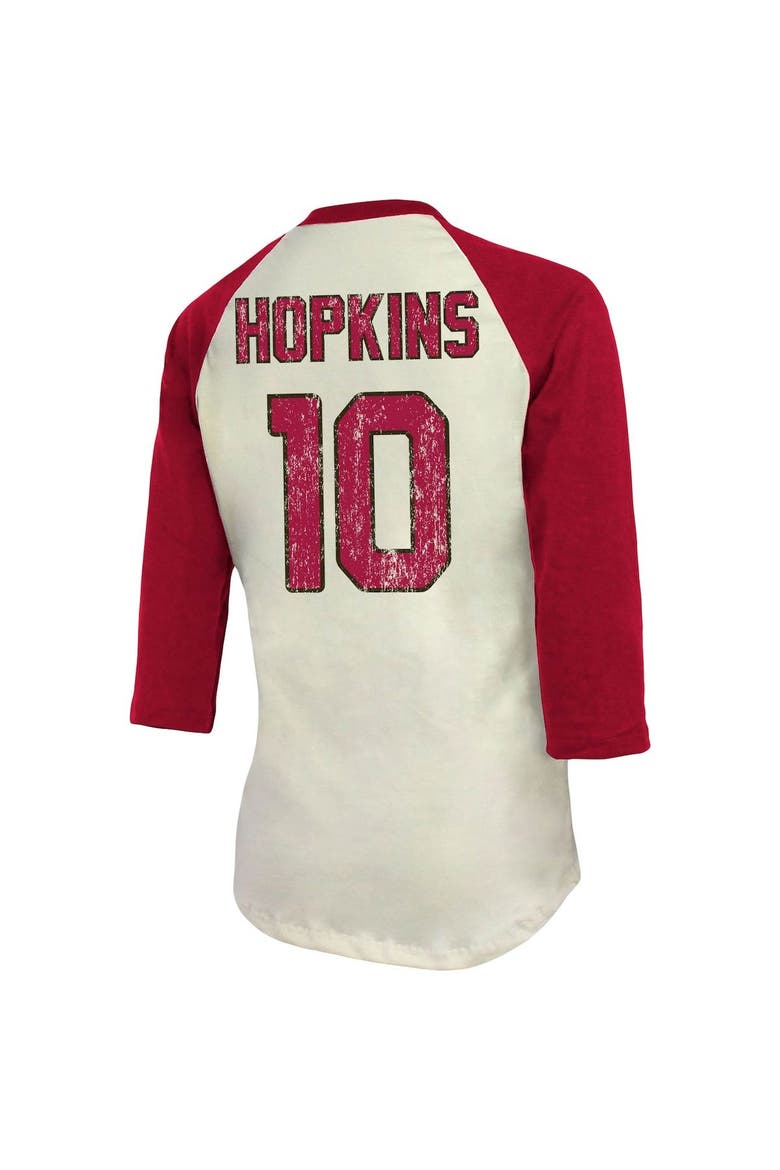 Women's Majestic Threads DeAndre Hopkins Cream/Cardinal Arizona Cardinals Player Raglan Name & Number 3/4-Sleeve T-Shirt, Alternate, color, Cream