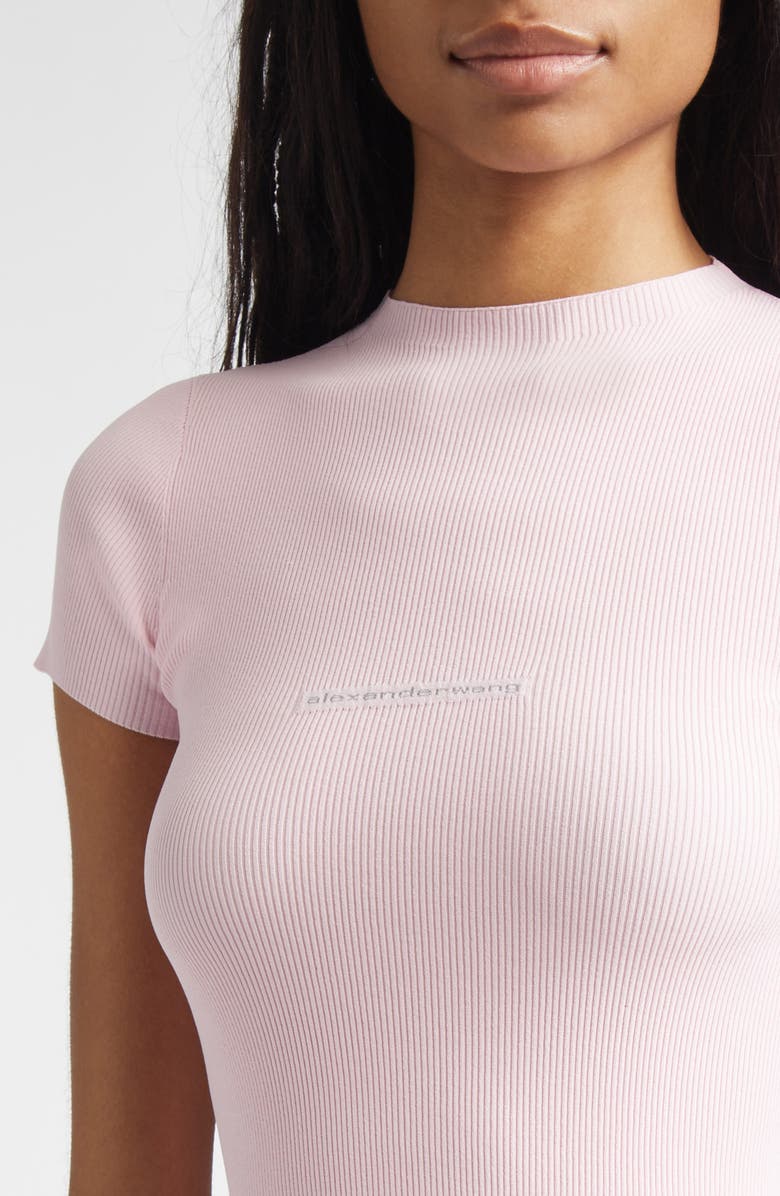 Alexander Wang Logo Jacquard Rib Mini Sweater Dress, Alternate, color, Light Pink