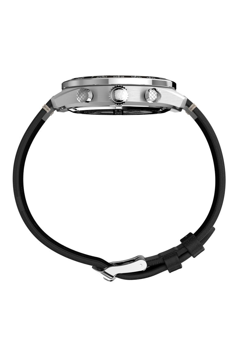 Waterbury Traditional Chronograph Leather Strap Watch, 41mm, Alternate, color, BLACK
