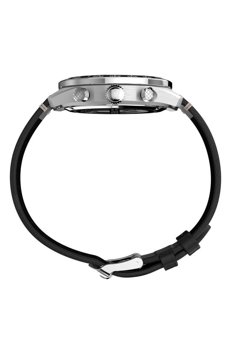 Timex<sup>®</sup> Waterbury Traditional Chronograph Leather Strap Watch, 41mm, Alternate, color, Black