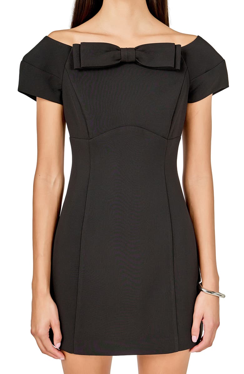 Endless Rose Bow Minidress, Alternate, color, Black