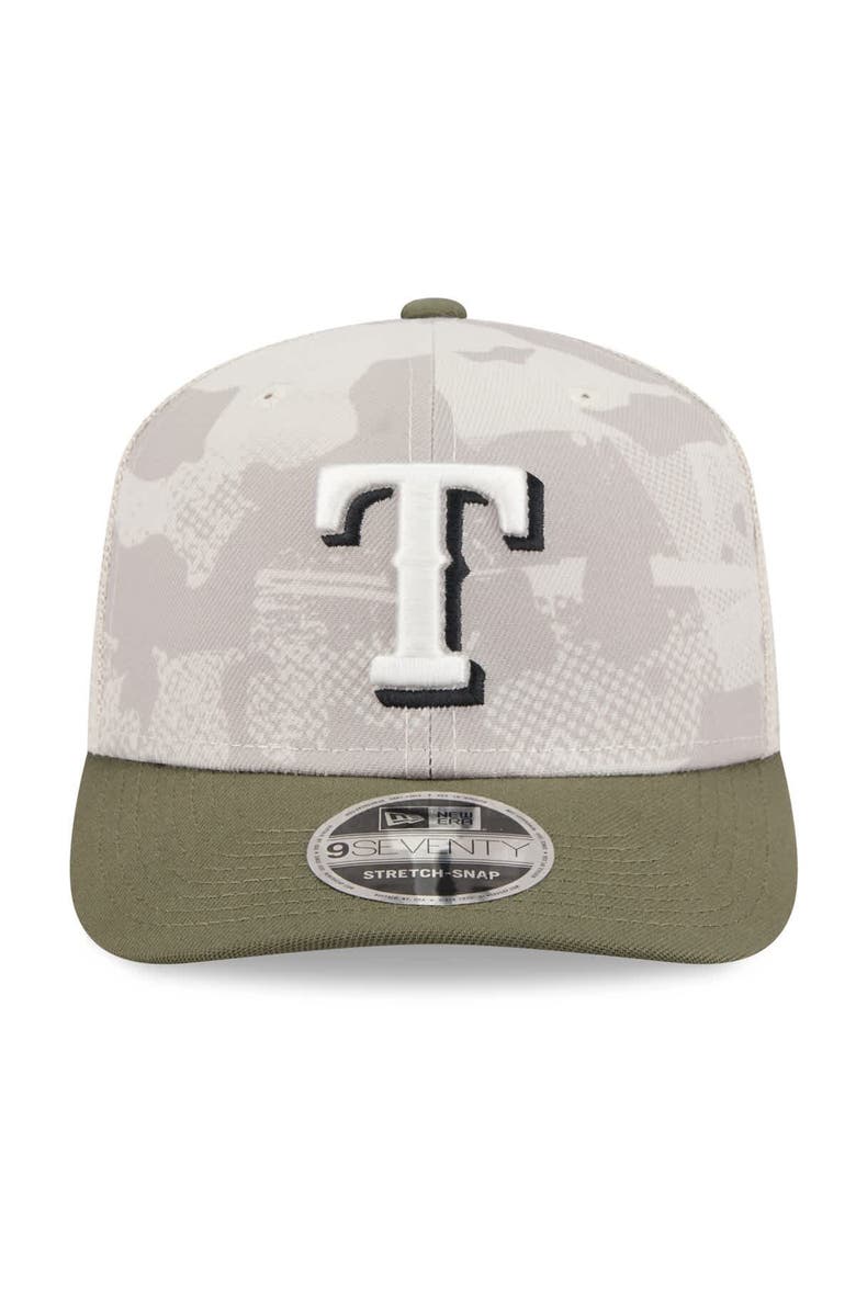 New Era Men's New Era Light Beige/Olive Texas Rangers 2025 Armed Forces Day 9SEVENTY Stretch-Snap Hat, Alternate, color, 