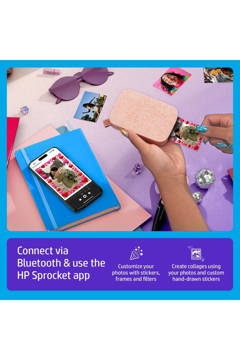 Sprocket Portable 2x3 Instant Photo Printer, Prints From iOS or Android Devices, Alternate, color, Pink