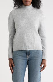Halogen® Mock Neck Sequin Stripe Sweater