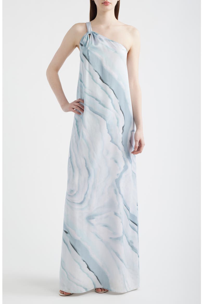 Dantea One-Shoulder Dress, Main, color, PALE LAGOON OCEAN TIDE PRINT