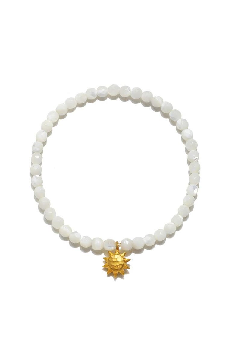 Dawning Wisdom Mother of Pearl Sun Stretch Bracelet, Main, color, White