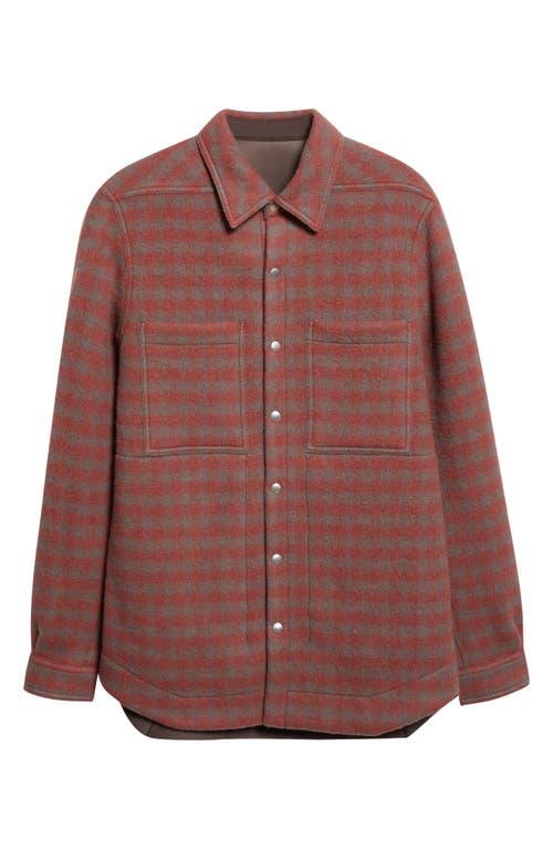 Rick Owens Checked Virgin Wool Overshirt In Red