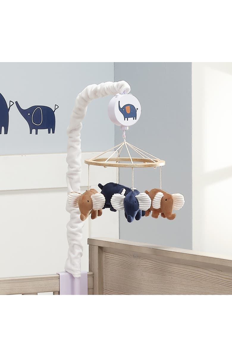 Lambs & Ivy Playful Elephant Musical Baby Crib Mobile Soother Toy, Alternate, color, Blue