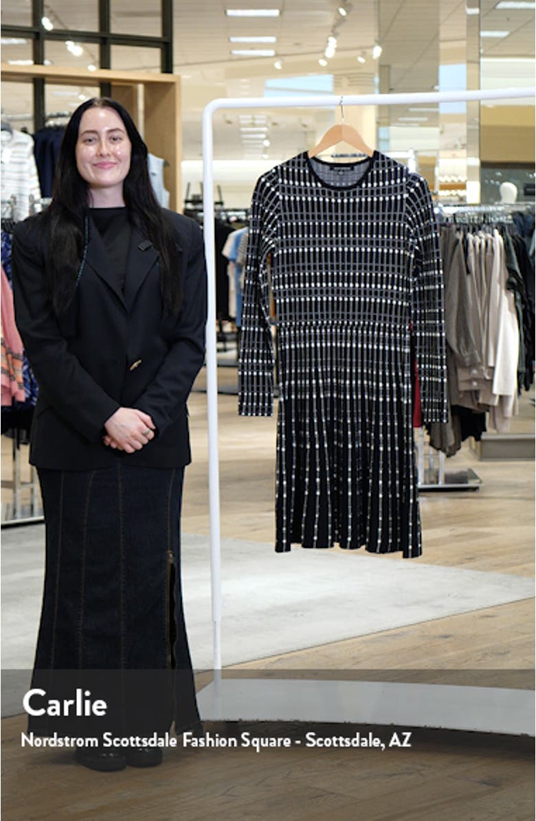 Stripe Jacquard Long Sleeve Sweater Dress, sales video thumbnail