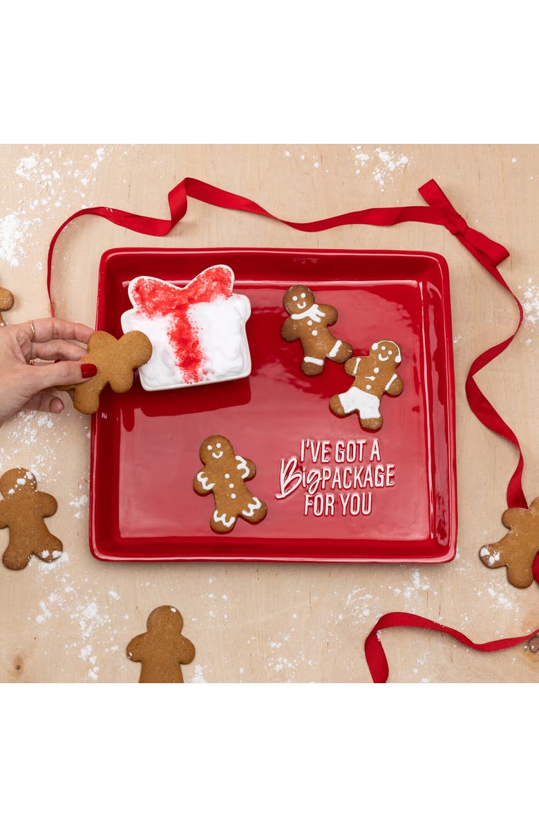 Totalee Gift Package For You Platter & Dip Bowl Set of 2 Ceramic Red, Alternate, color, Red