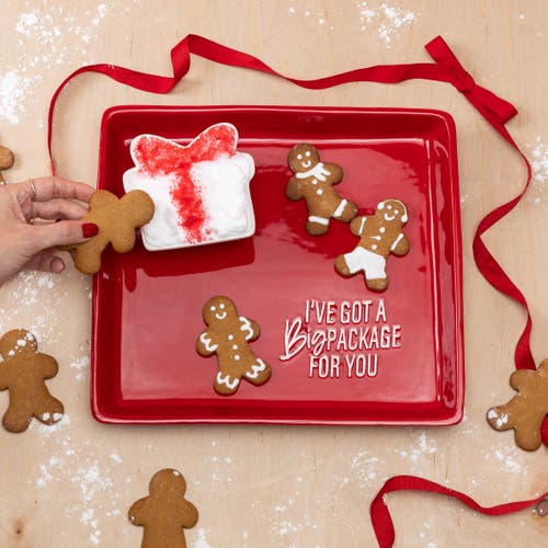 Totalee Gift Package For You Platter & Dip Bowl Set Of 2 Ceramic Red In Red