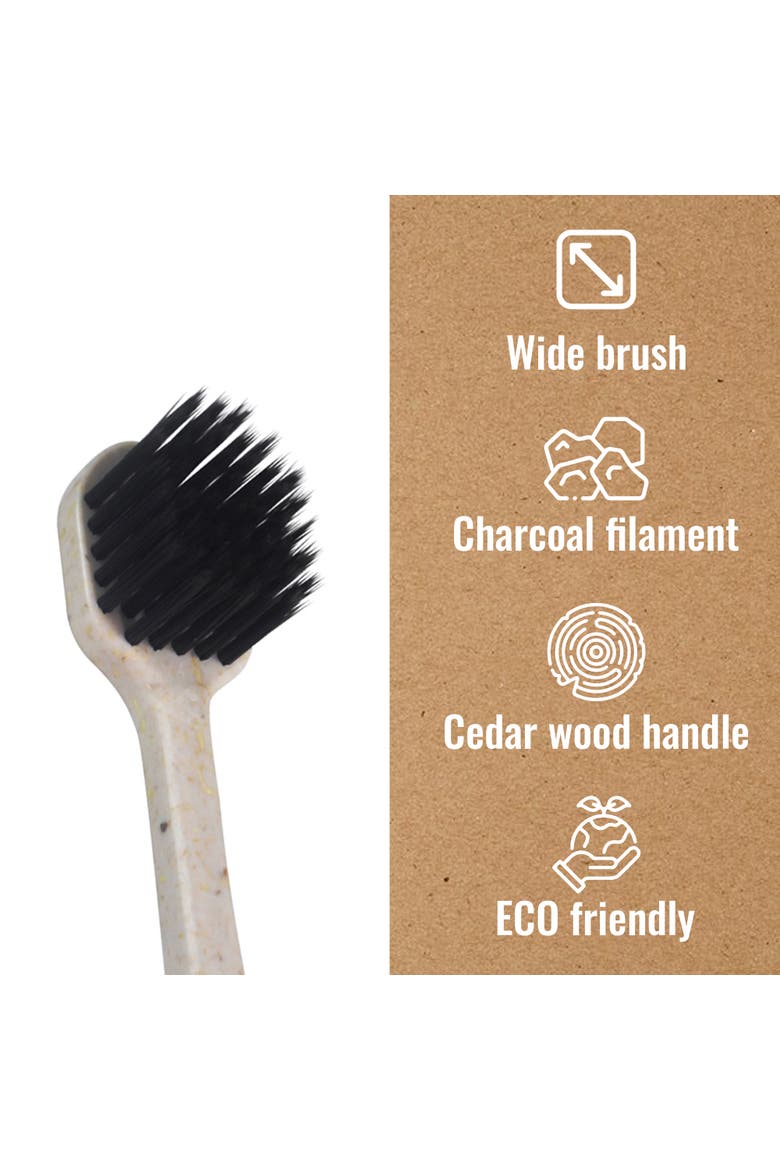 Wide Brush Head Charcoal Toothbrush, Alternate, color, Multicolor