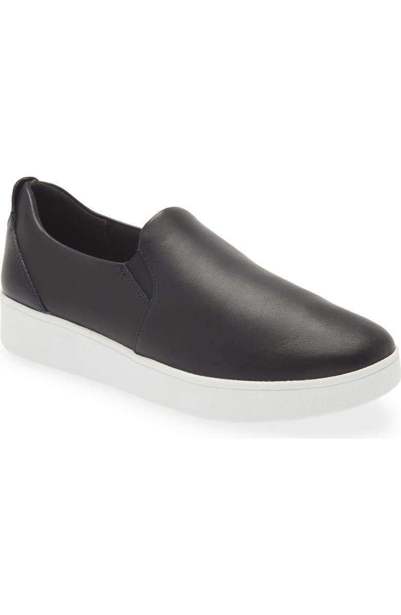 FitFlop Rally Leather Slip-On Skate Sneaker, Main, color, Black