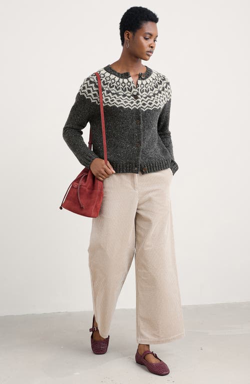 Seasalt Cornwall Port Kinnis Fair Isle Merino Wool Blend Cardigan In Black
