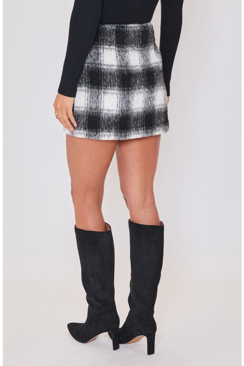 Kerry Plaid Miniskirt, Alternate, color, BLACK/ WHITE