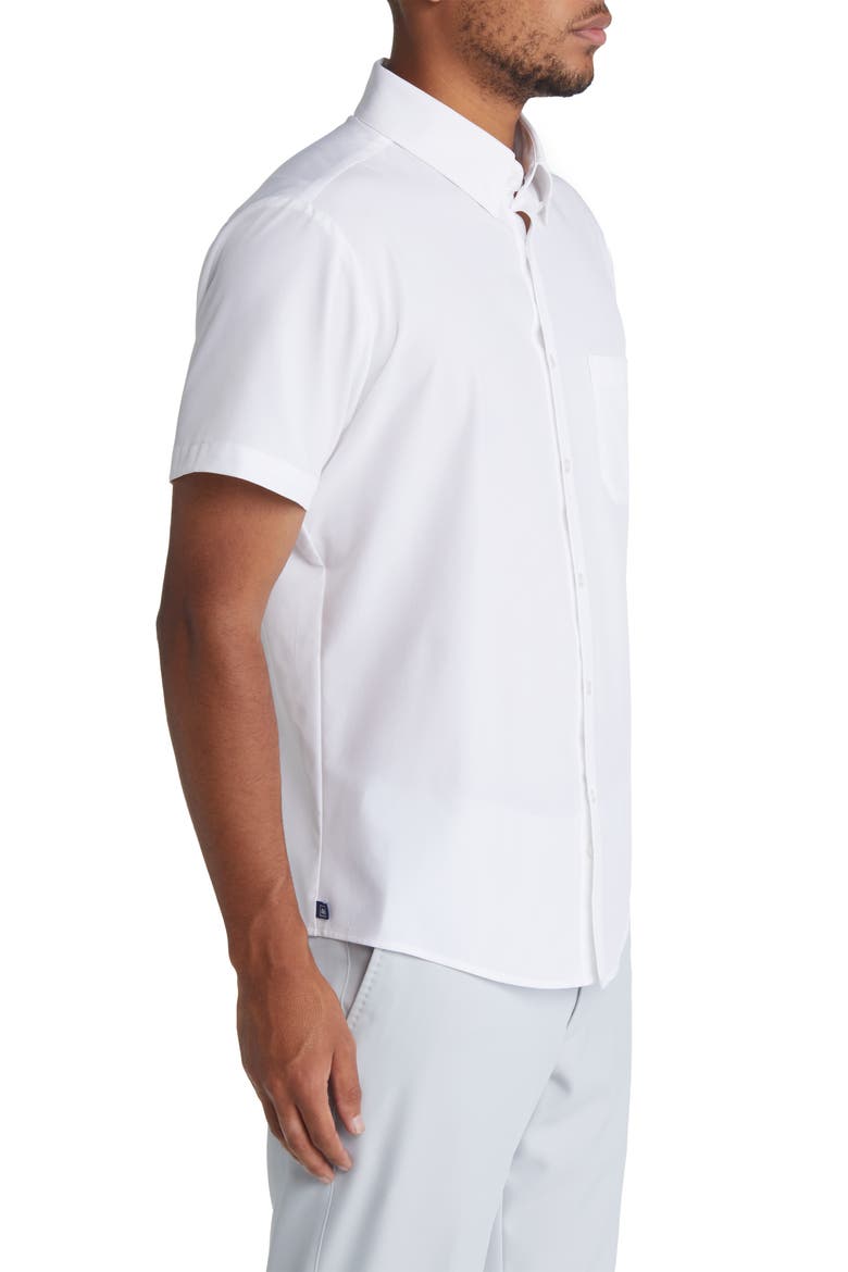 Leeward Solid Stretch Performance Short Sleeve Button-Up Shirt, Alternate, color, WHITE SOLID