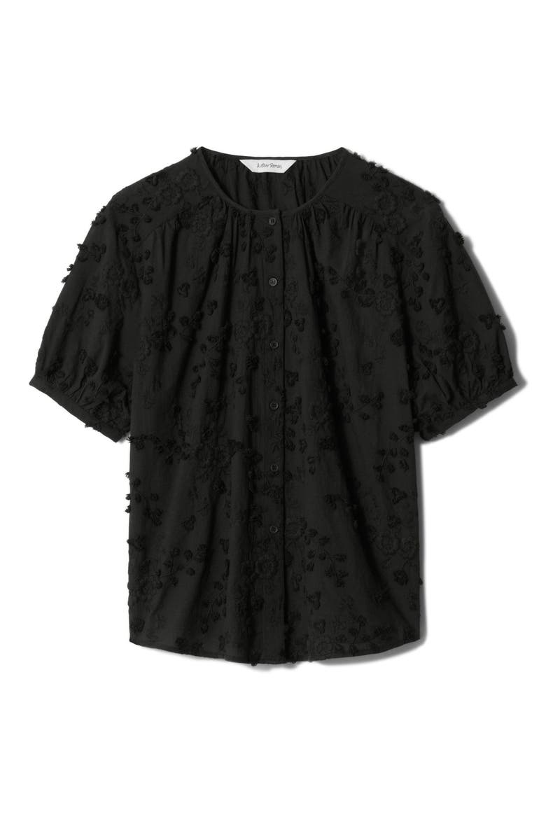 Floral Jacquard Cotton Button-Up Shirt, Alternate, color, BLACK