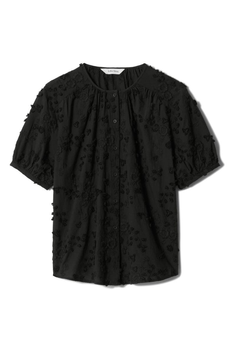 & Other Stories Floral Jacquard Cotton Button-Up Shirt, Alternate, color, Black