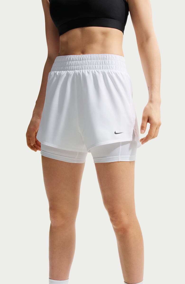 Nike One Dri-FIT High-Waisted 3-Inch 2-in-1 Shorts, Alternate, color, White/ Black