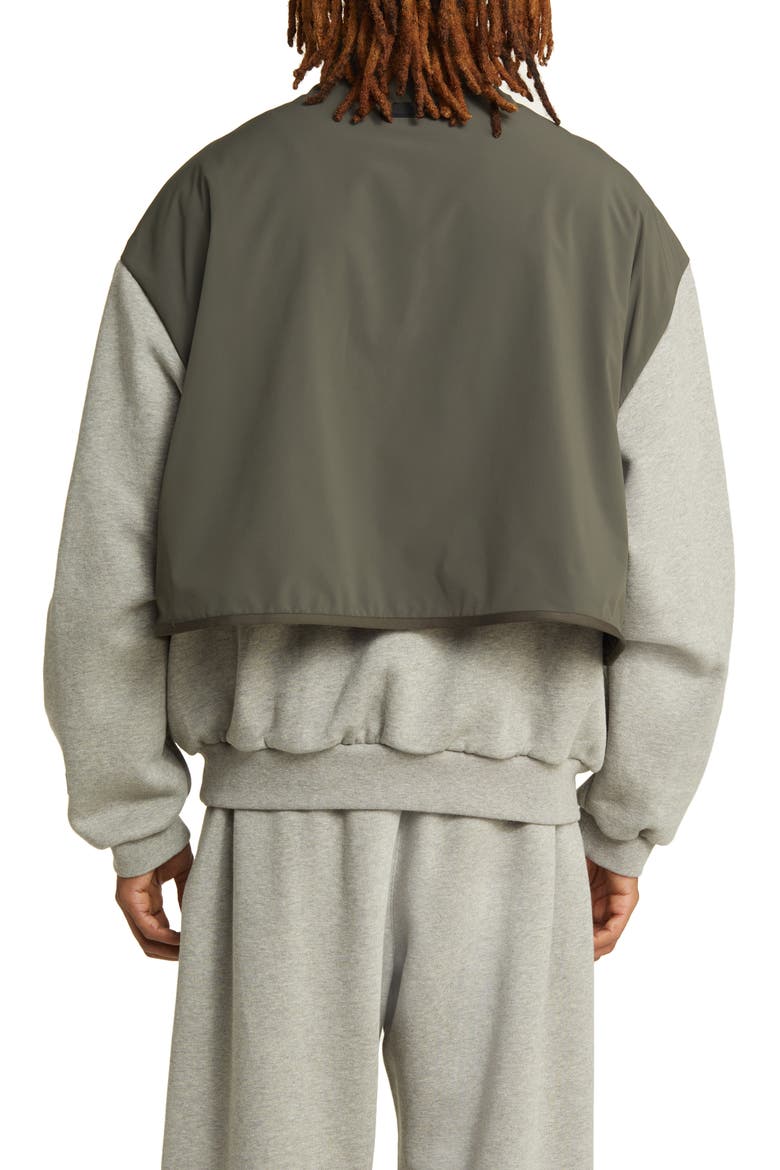 Half Zip Fleece & Nylon Pullover, Alternate, color, DARK HEATHER OATMEAL/ INK