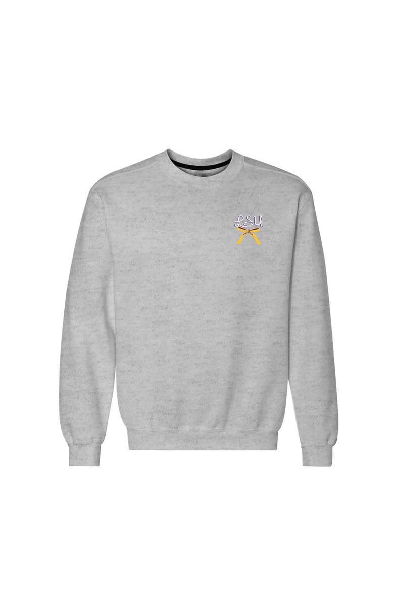 IMAGE ONE Women's Heather Gray LSU Tigers Classic Merry Christmas Tree Crewneck Sweatshirt, Alternate, color, Heather Gray