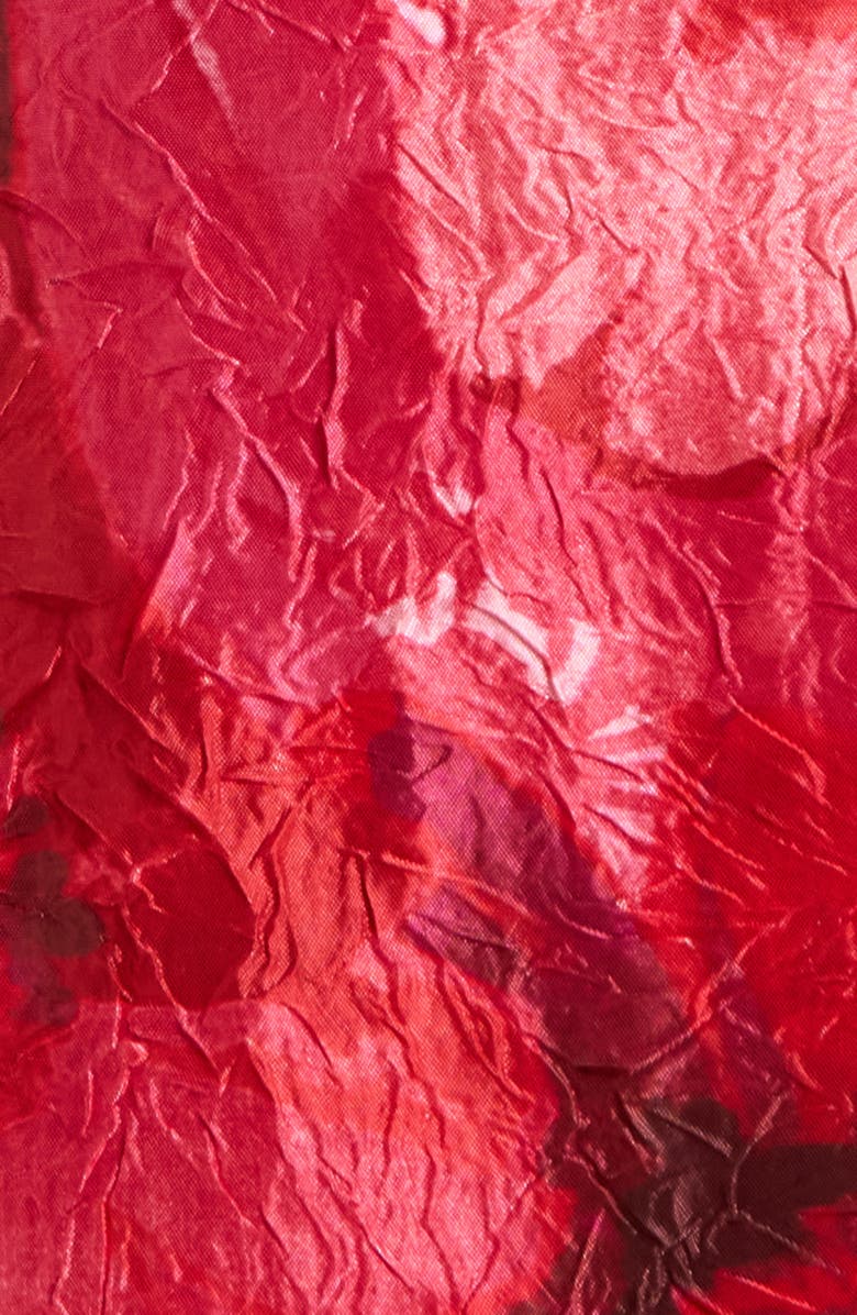 Tahari ASL Floral Print Crinkle Belted Dress, Alternate, color, Crimson