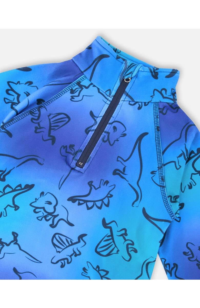 Deux par Deux Two-Piece Thermal Underwear Set Dinosaur, Alternate, color, Blue Gradient