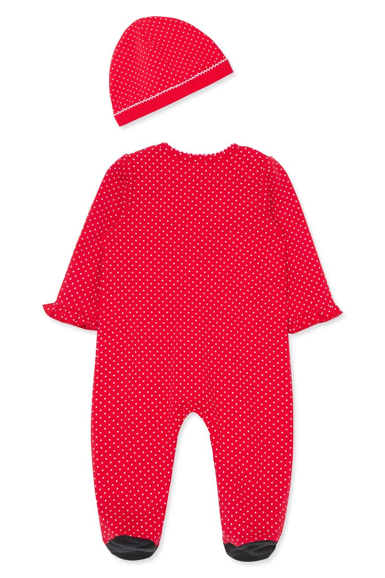 My First Christmas Bear Footie & Hat Set, Alternate, color, RED